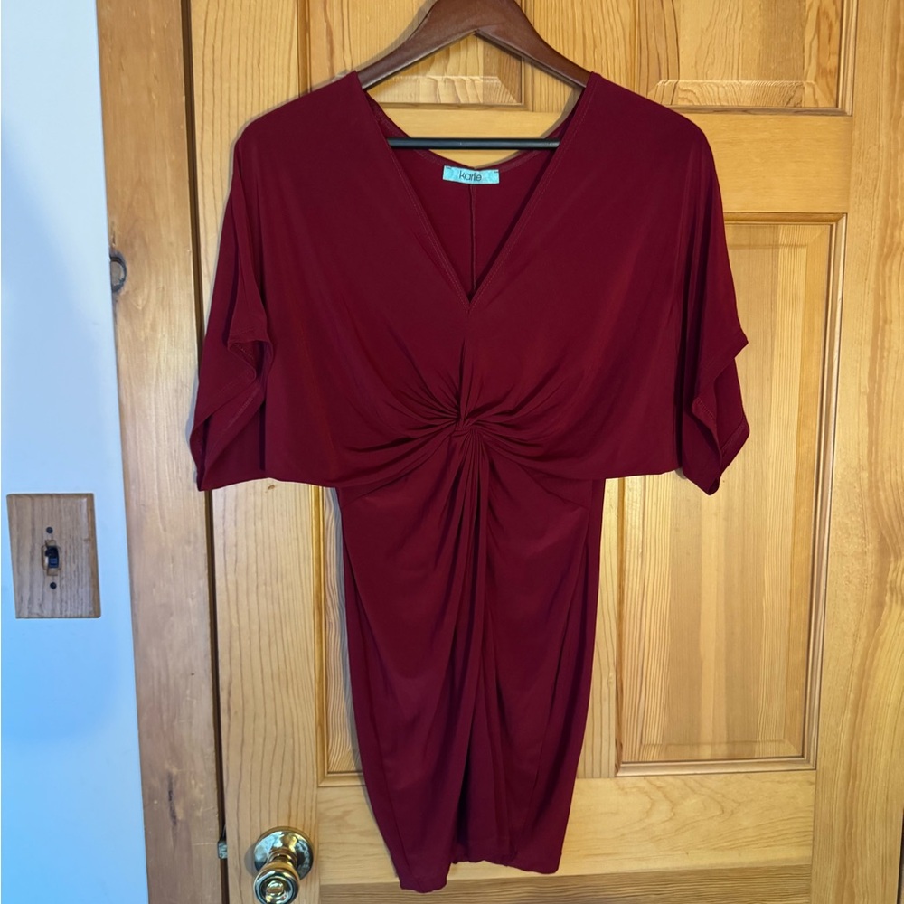 Burgundy Twist Front Dress